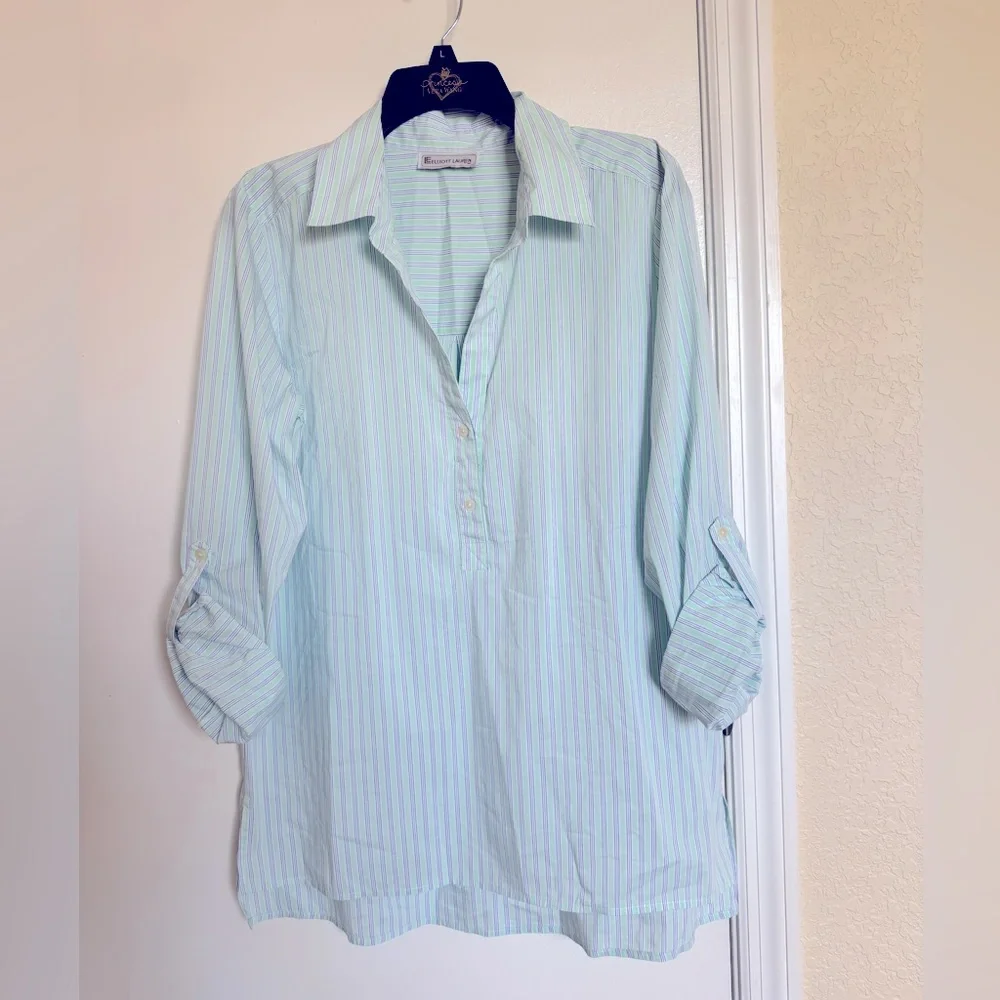 Elliott Lauren Women’s Long Sleeve Button Down Shirt, L🦋